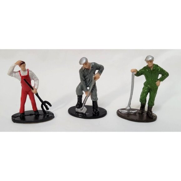 Vintage Lot of 3 Hand-Painted O Scale Miniature Road Worker Figurines - Picture 1 of 6